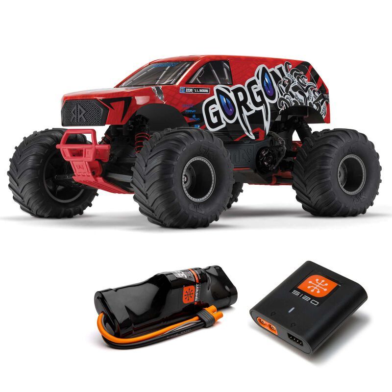 ARA3230ST2 1/10 GORGON 4X2 MEGA 550 Brushed Monster Truck w/ Battery &amp; Charger Red