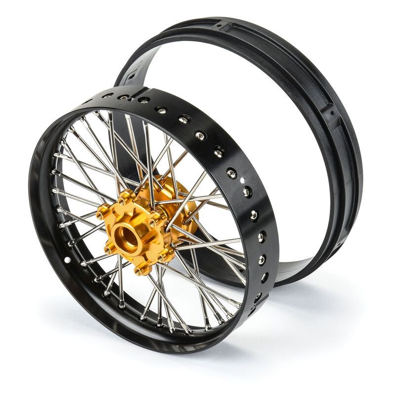 PRO283600T3   1/4 Pro-Spec Aluminum V2 Bead Front Wheel Black/Gold (1): Promoto-MX