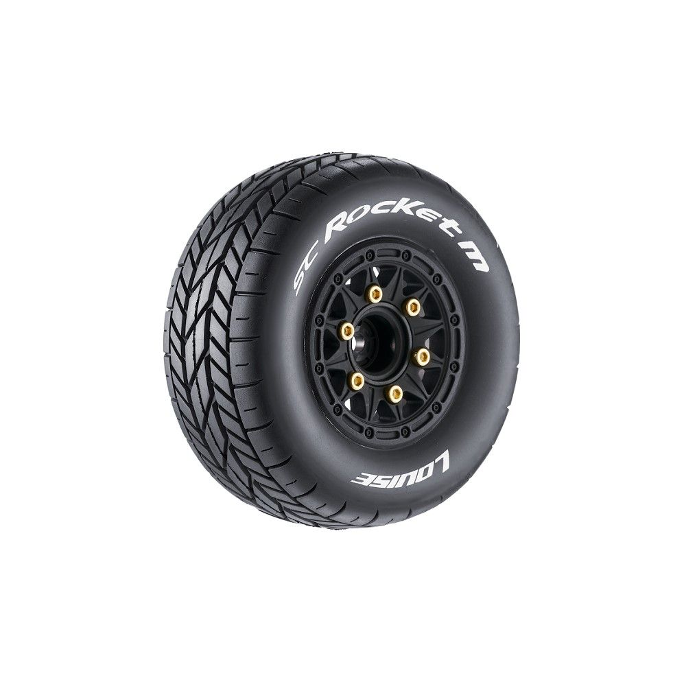 LT3228VB  SC-Rocket M Oval Track 1/10 Short Course Tires, Super Soft, 12, 14 &amp; 17mm Hex on Black Rim (2)