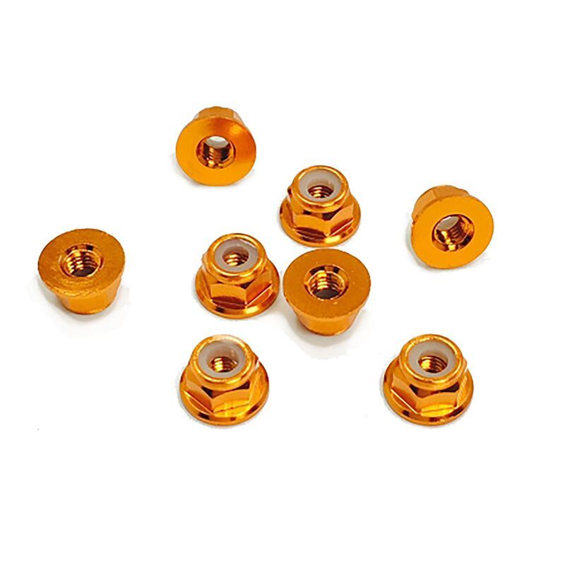 3065 3mm Aluminum Flanged Locknut Orange (8)