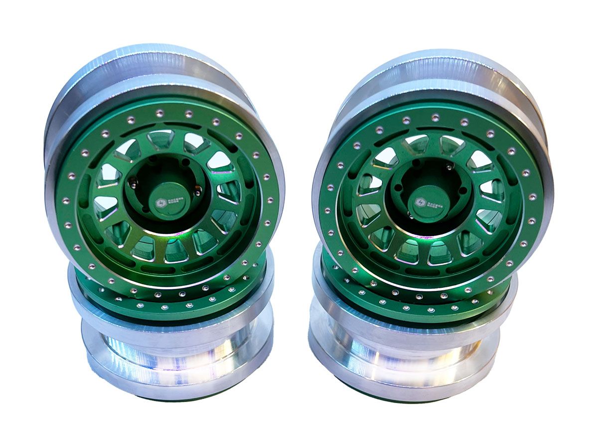 RCESCX6011G  Aluminum CNC 2.9'' Wheels for Axial SCX6 4pcs B Style Green