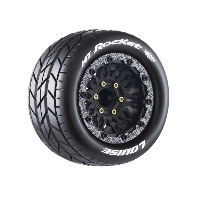 LT3307SX MFT MT-Rocket Soft 1/10 Monster Truck Tires, 12, 14, 17mm Removable Hex, Fits Traxxas Maxx