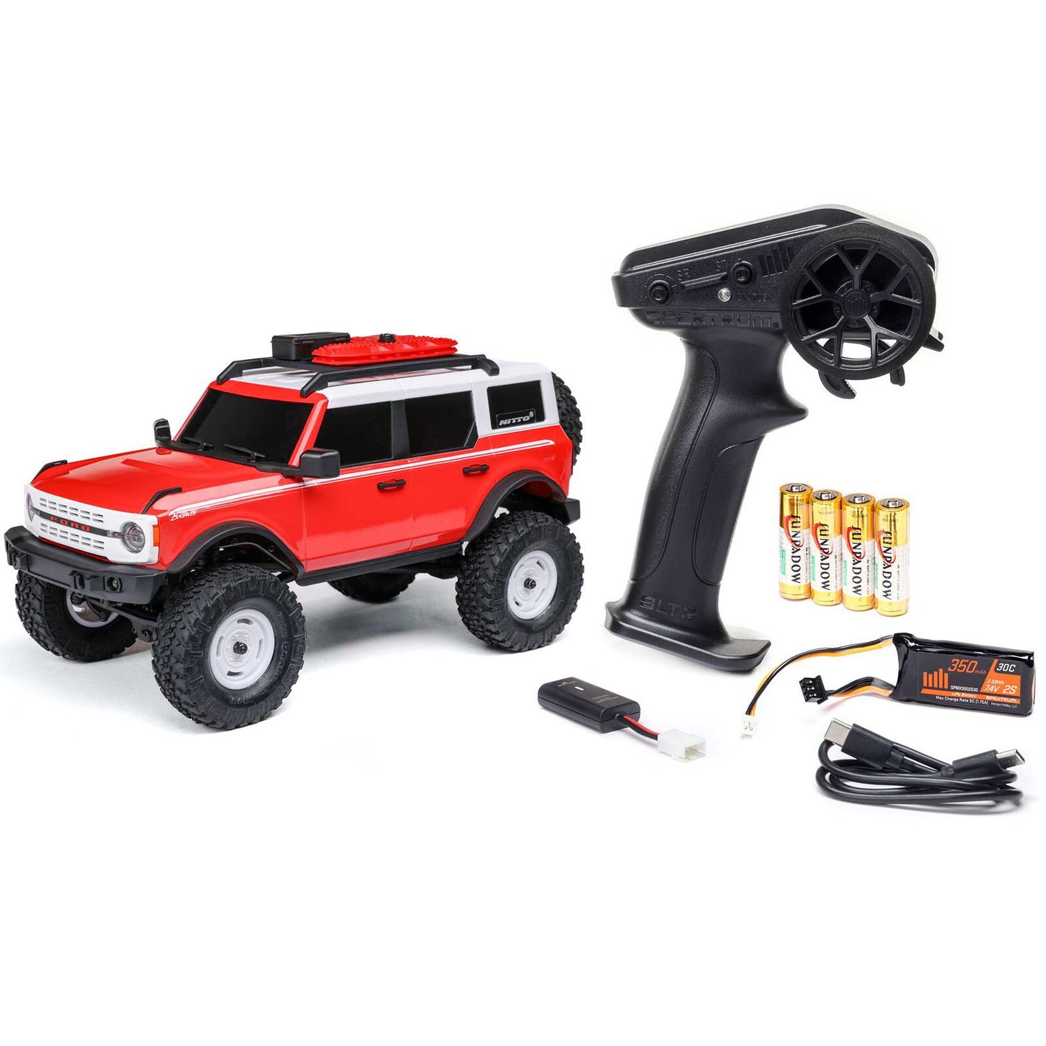 00006V2T6 1/24 SCX24 Ford Bronco Heritage Edition 4X4 RTR Brushed Rock Crawler Red