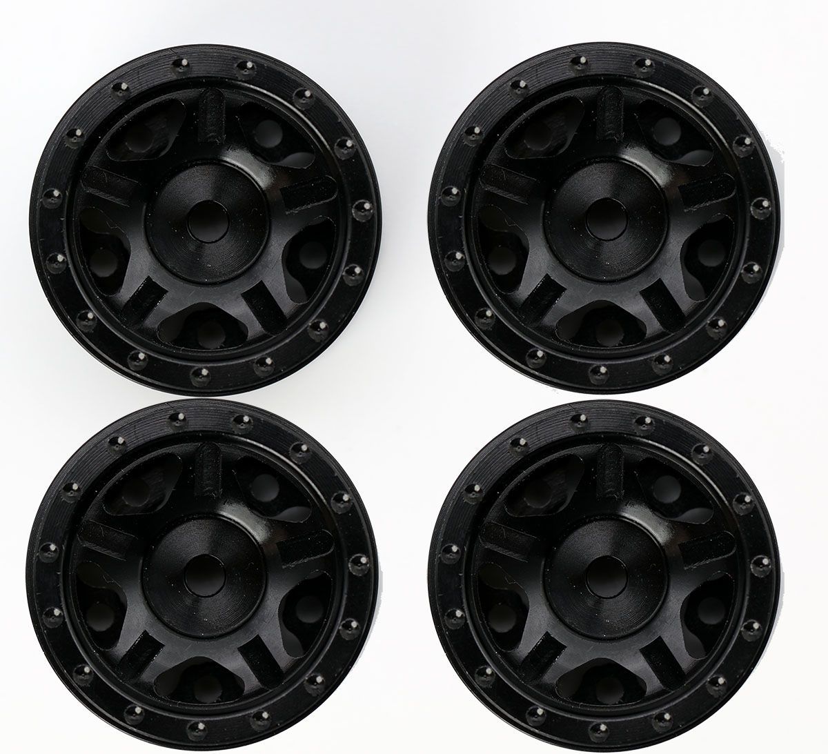 PHSCX2409BLACK 1.0" Axial SCX24 C10 Jeep Deadbolt Aluminum Beadlock Wheels Black
