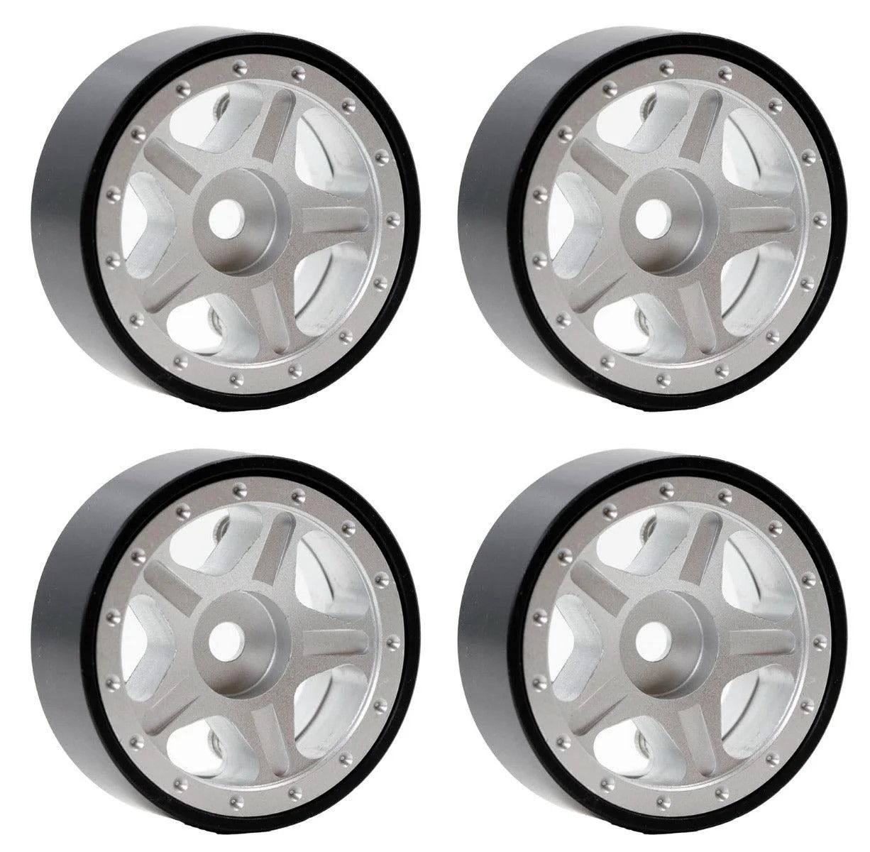PHSCX2409-Silver Z2 1.0" Aluminum Beadlock Crawler Wheels Silver 1/24 Axial SCX24