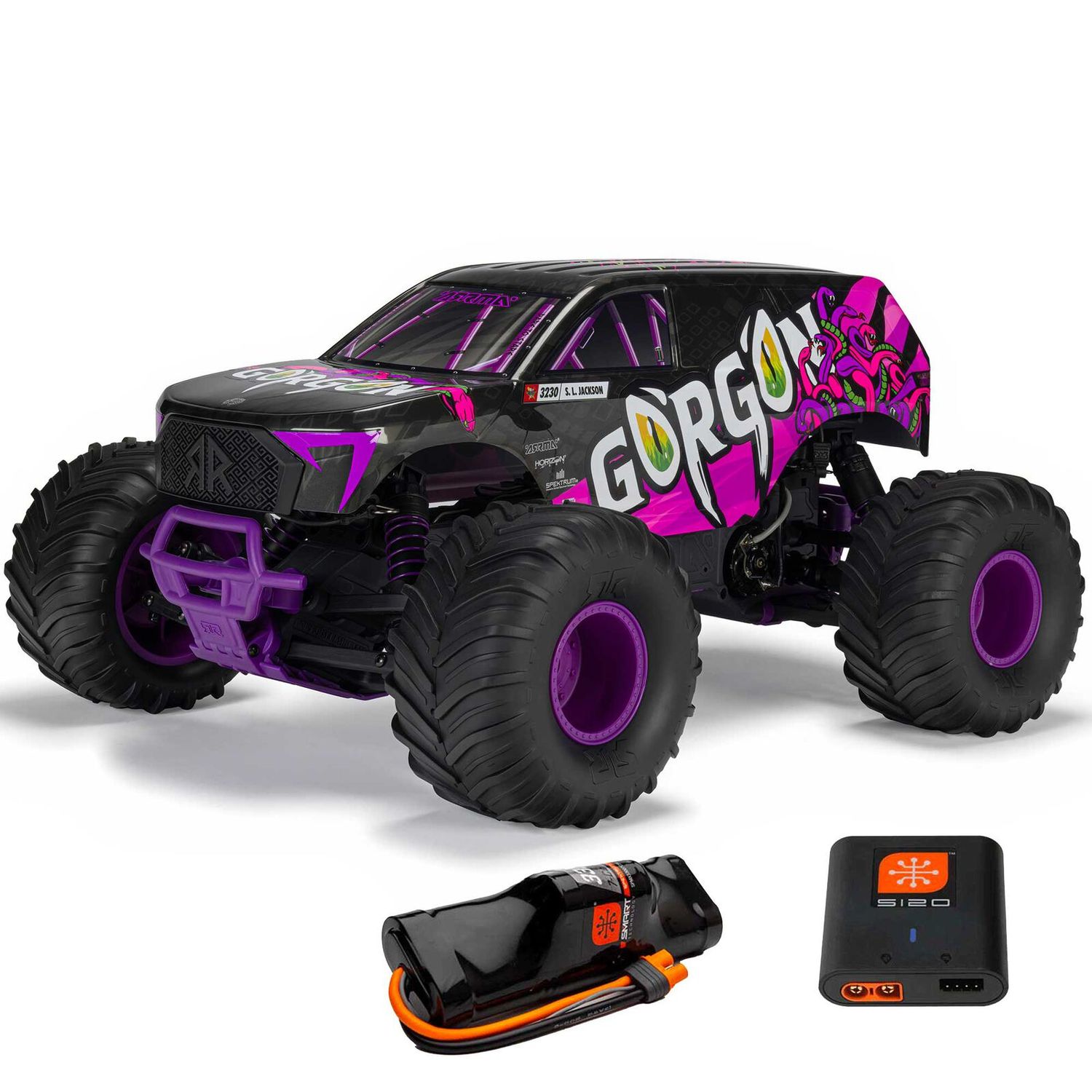 ARA3230ST4 1/10 GORGON 2WD Brushed Monster Truck w/Battery &amp; Charger  Purple