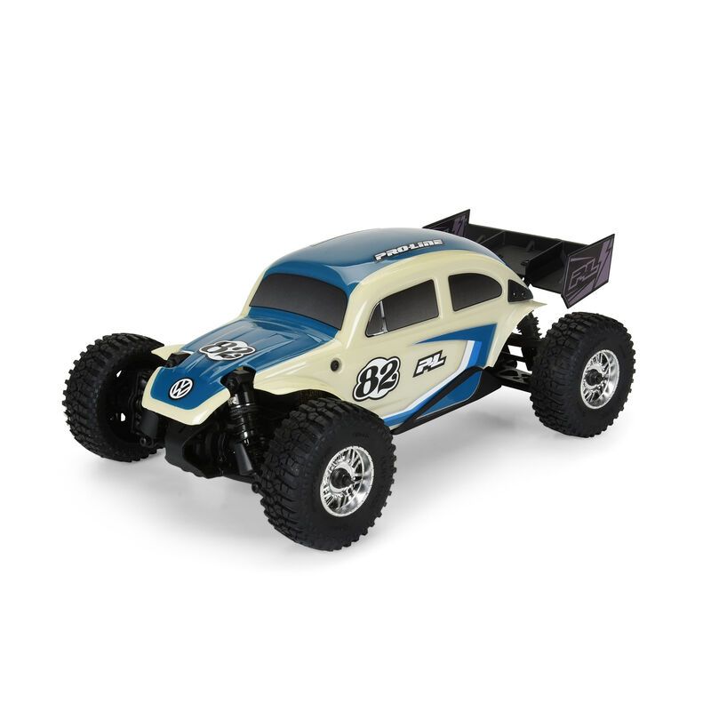 PRO368000T1 Class 1 VW Bug Blue Race Body Conversion Kit &amp; Flat Iron M/T Tires Mounted 7mm Black Diablo (4) for ARRMA TYPHON GROM