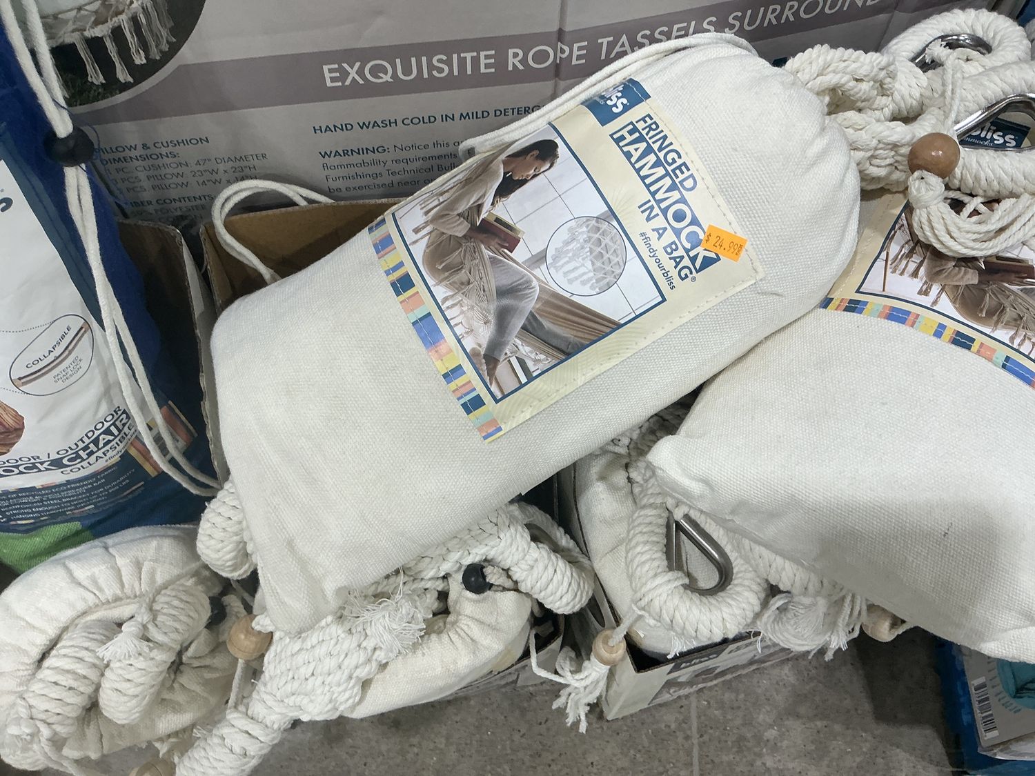 Fringe hammock in a bag