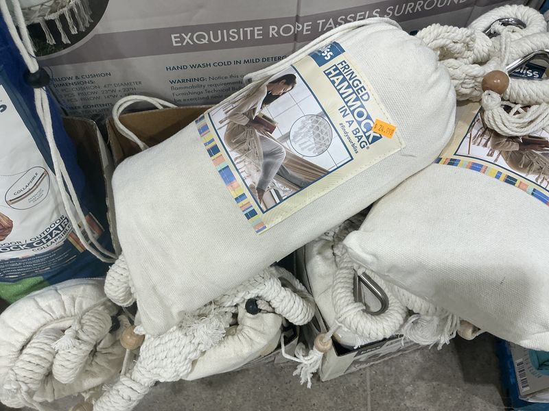 Fringe hammock in a bag