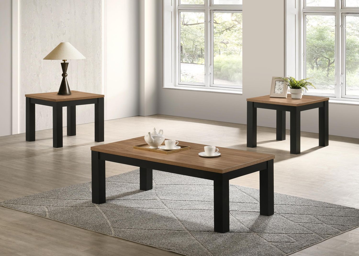 Terra 3 Piece Table Set, Color: Oak