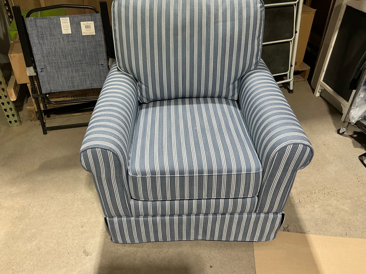 Blue White Striped Arm Chair