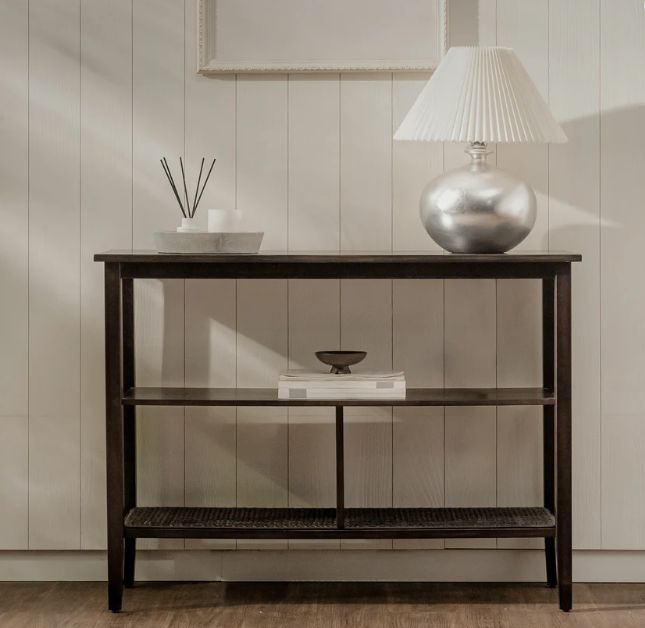 (Liora 41" Console Table with Shelf Rattan Black)(FT-STB01-06-01-02)