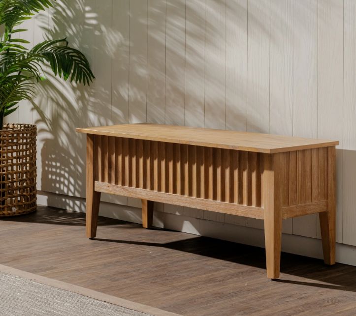 (Mira 42" Storage Bench Scalloped Natural)(FT-STB-08-01-03-01)