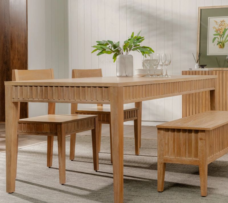 (Mira 72"x30" Scalloped Dining Table Natural)(FT-STB08-01-01-01)
