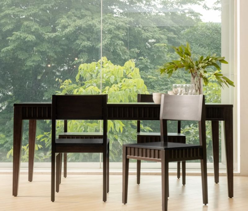 (Mira Dining Chair Scalloped Set of 2 Black)(FT-STB08-01-02-02)