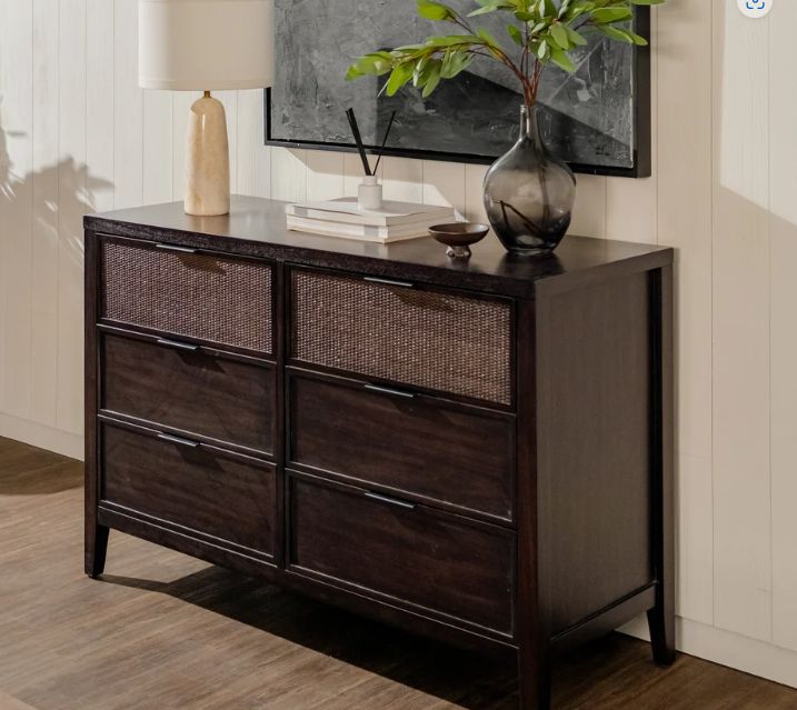 (Kalana Dresser 6 Drawer Black)(FT-STB03-02-04-02)