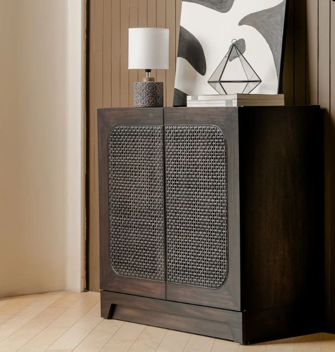 Liora Cabinet Door Set Rattan For Anira Accent Cabinet Black)(FT-STB01-07-03-02)
