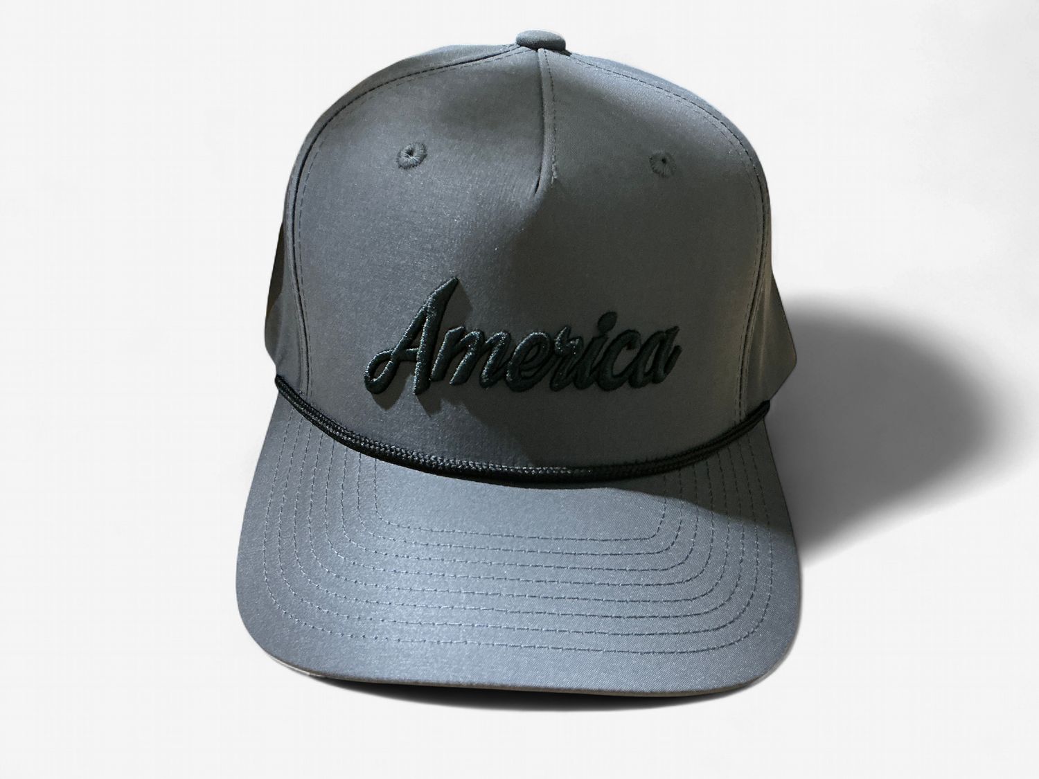 America Logo Gray w/ Black Rope 5-Panel Performance Cap