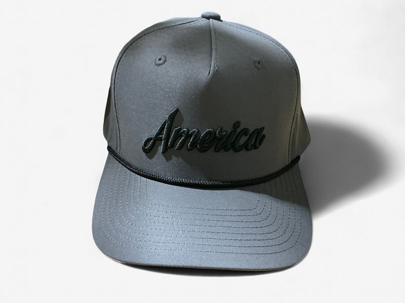 America Logo Gray w/ Black Rope 5-Panel Performance Cap