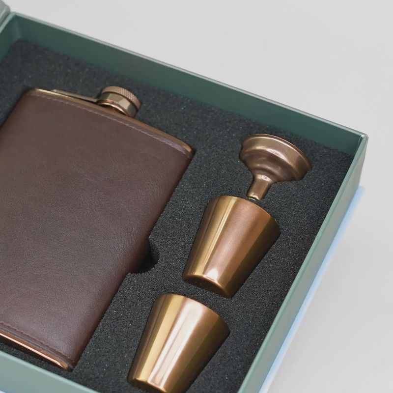Copper Hip Flask 4 Piece Set