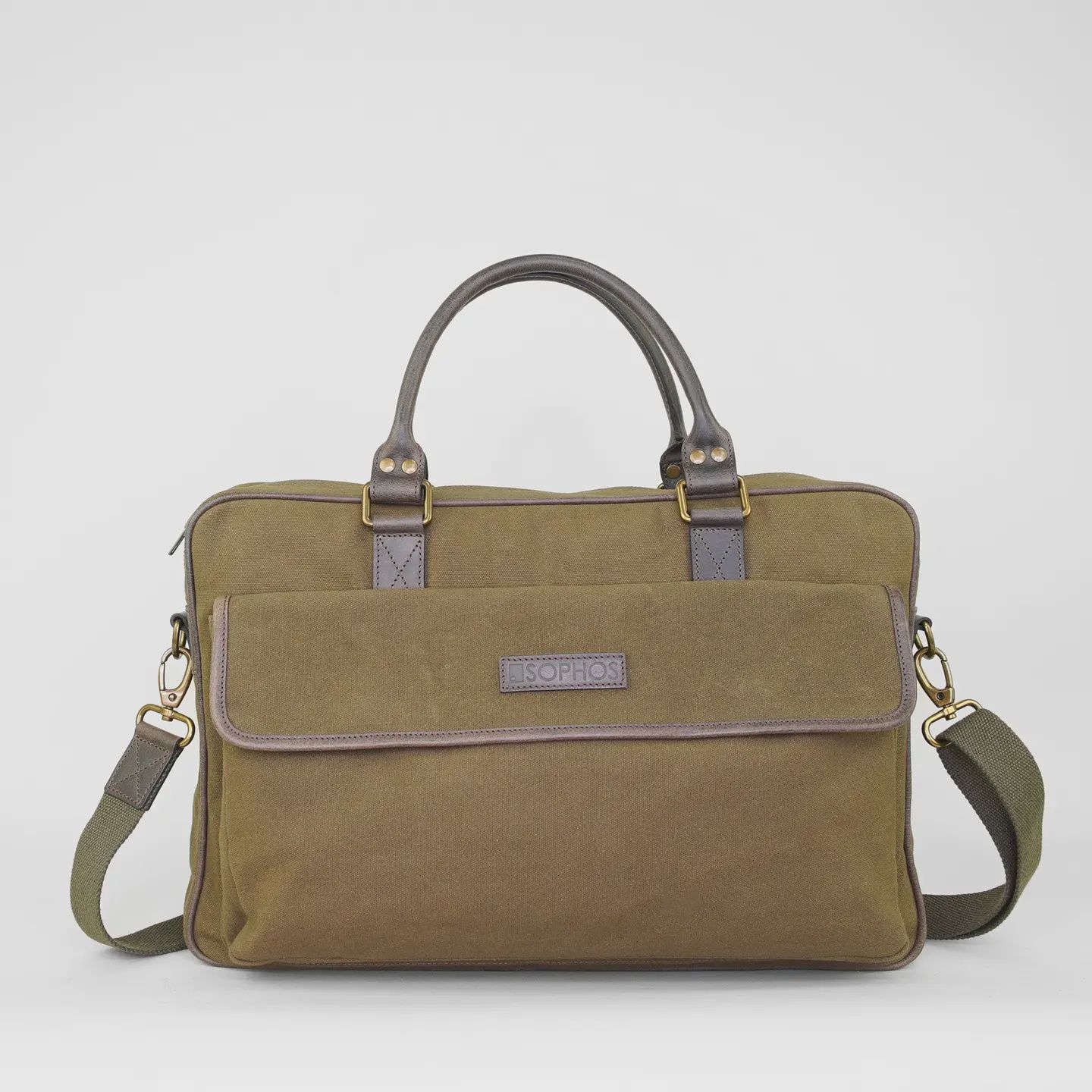 Waxed Canvas Briefcase - Olive