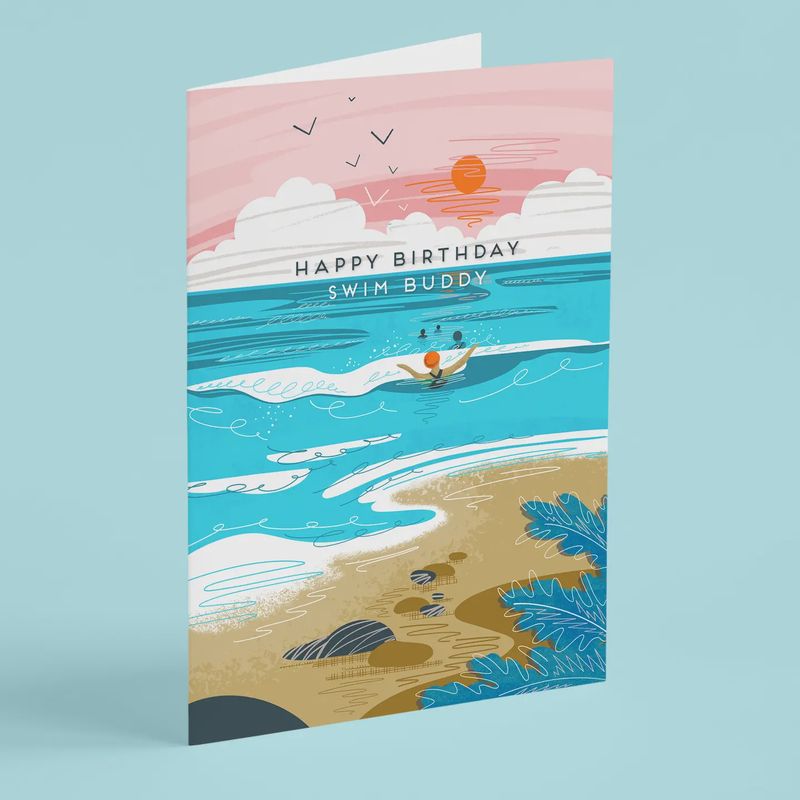 Wild Swimming Card - Happy Birthday Swim Buddy