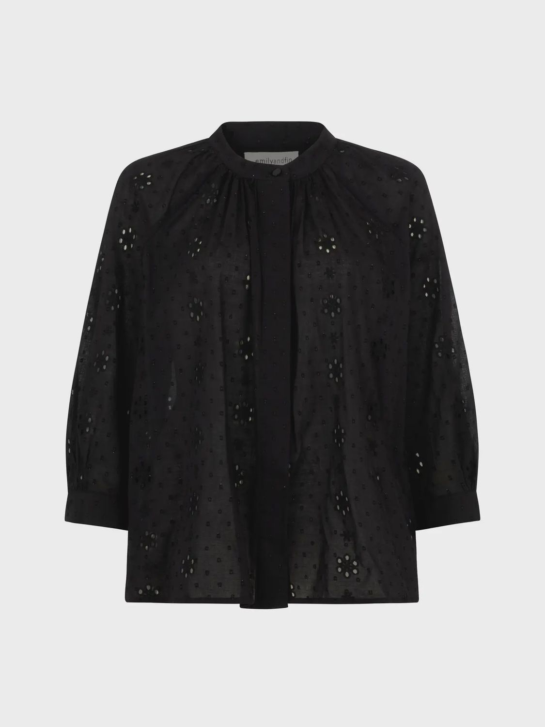 Bianca Lurex Broderie Blouse - Black