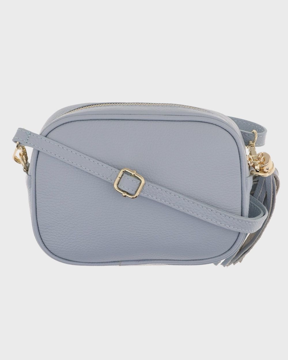 Tassle Crossbody Leather Camera Bag - Sky Blue
