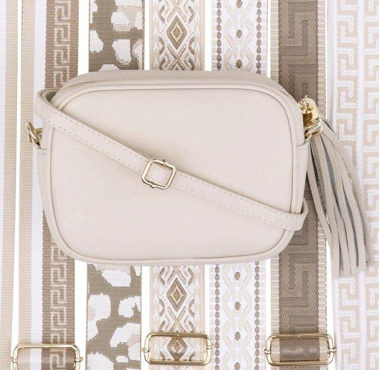 Tassle Crossbody Leather Camera Bag - Cream