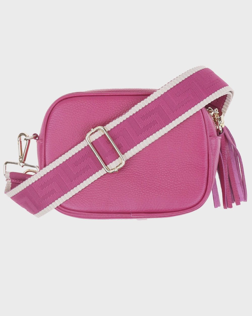 Tassle Crossbody Leather Camera Bag - Fuchsia