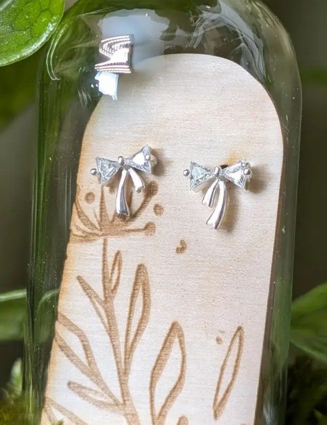 Bow Sterling Silver &amp; Cubic Zirconia Studs