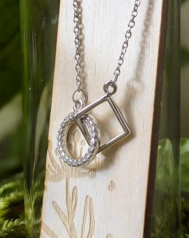 Necklace Looping Square Circle - Sterling Silver