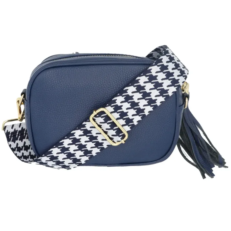 Bag Strap - Navy &amp; White Houndstooth
