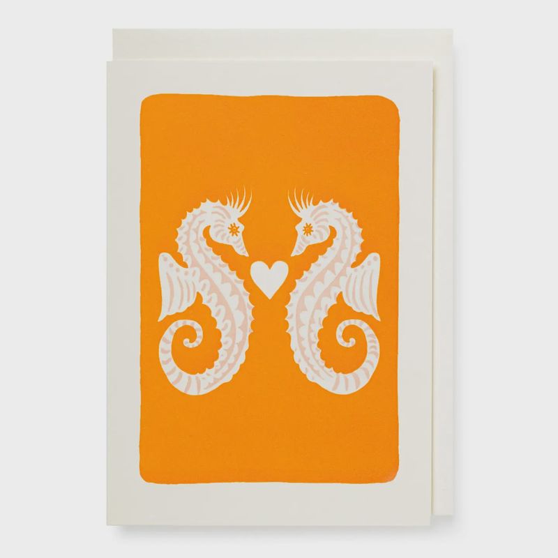 Small Greeting Card - Gold Seahorse