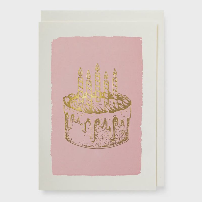 Small Greeting Card - Gold Cake