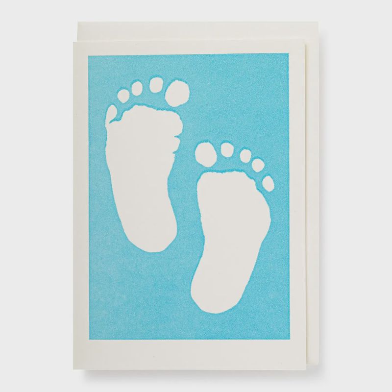 Small Greeting Card - Baby Feet - Blue