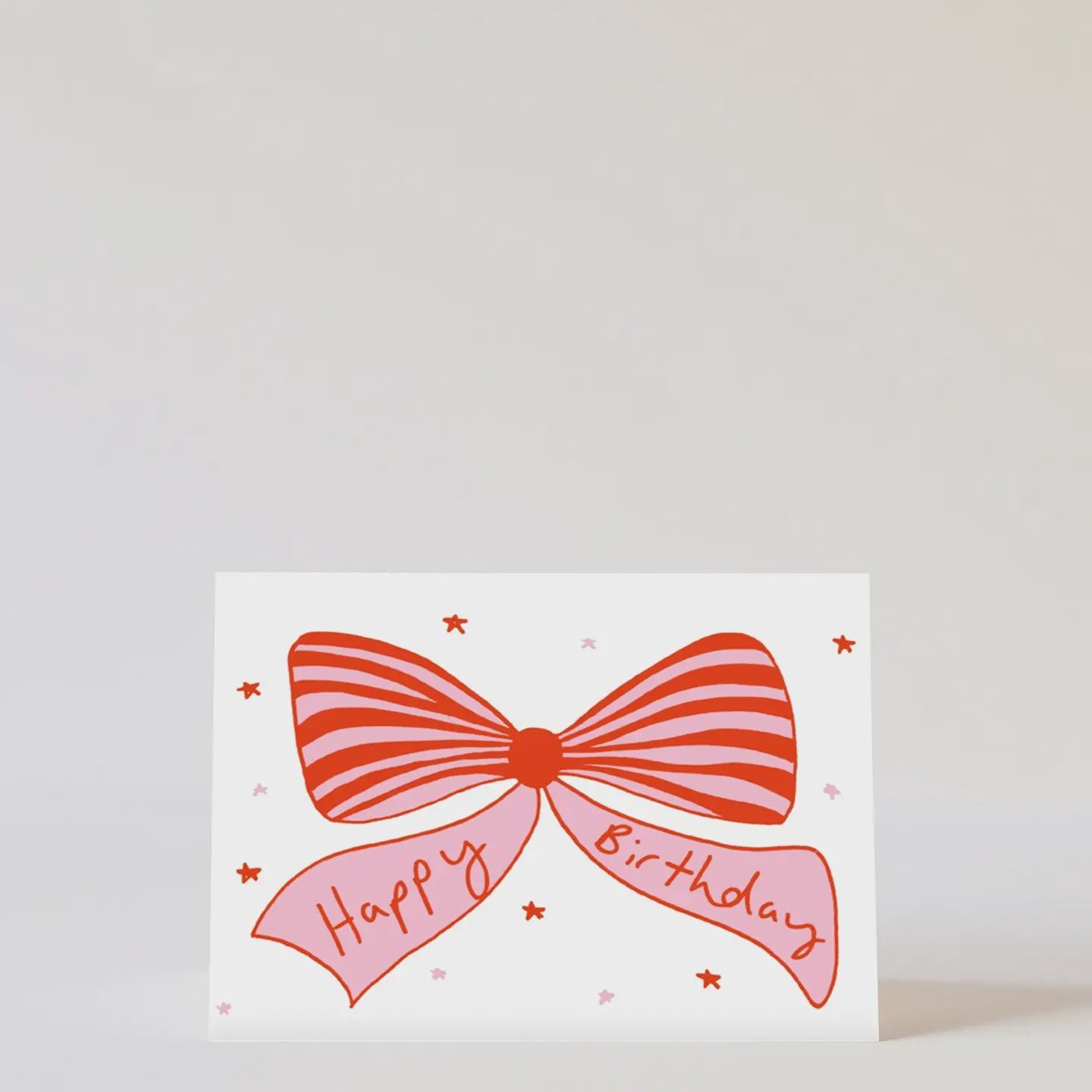 Bow Birthday Card - Pink &amp; Red
