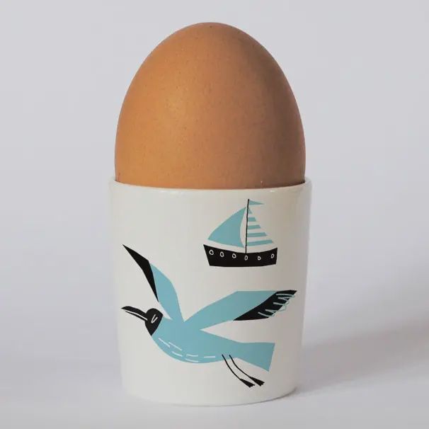 Seagulls Egg Cup - Blue/White