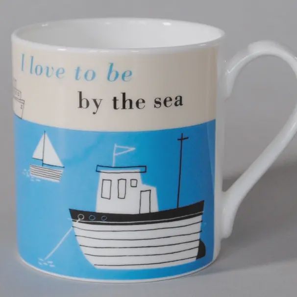 Happiness Boats Bone China Mug  - Turquoise