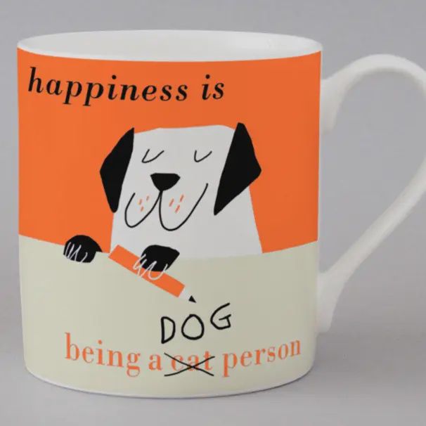 Happiness Dog Pencil Bone China Mug - Orange