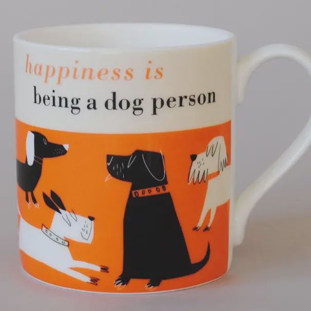 Happiness Dog Person Bone China Mug - Orange