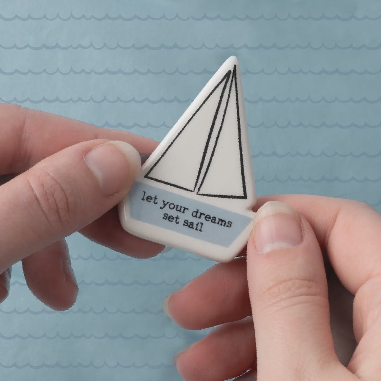 Ceramic Boat Token - Let Your Dreams Set Sail