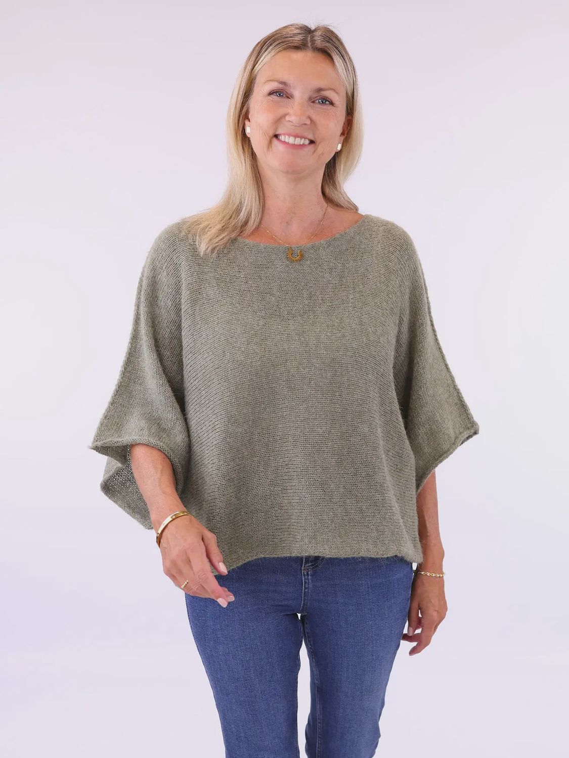 Alpaca Blend Short Tunic Top - Soft Moss