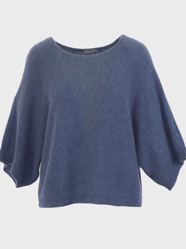 Cashmere Blend Boat Neck Tunic - Denim