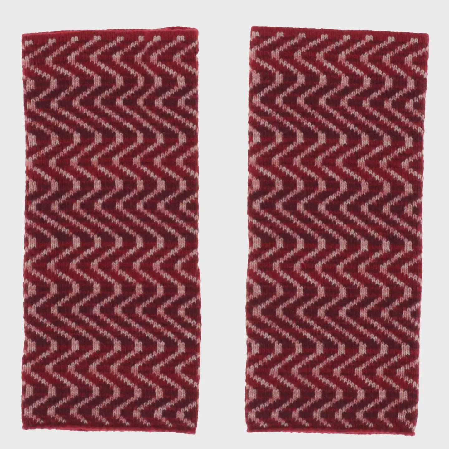 Cashmere Blend Ripple Wrist Warmers - Ruby