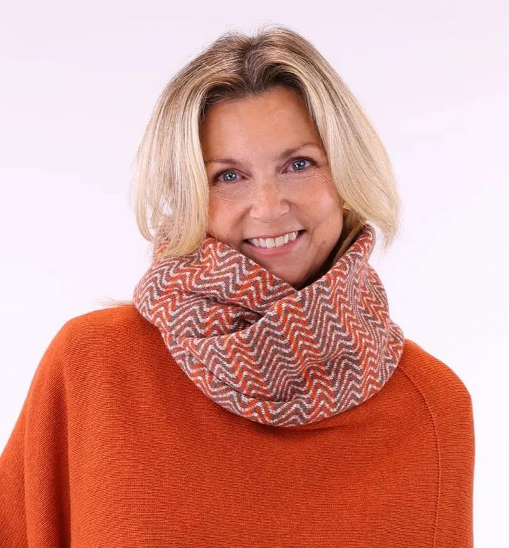 Cashmere Blend Ripple Snood - Burnt Orange