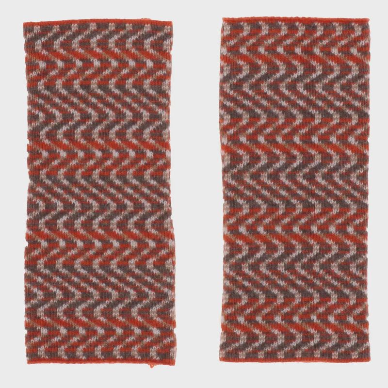 Cashmere Blend Ripple Wrist Warmers - Burnt Orange