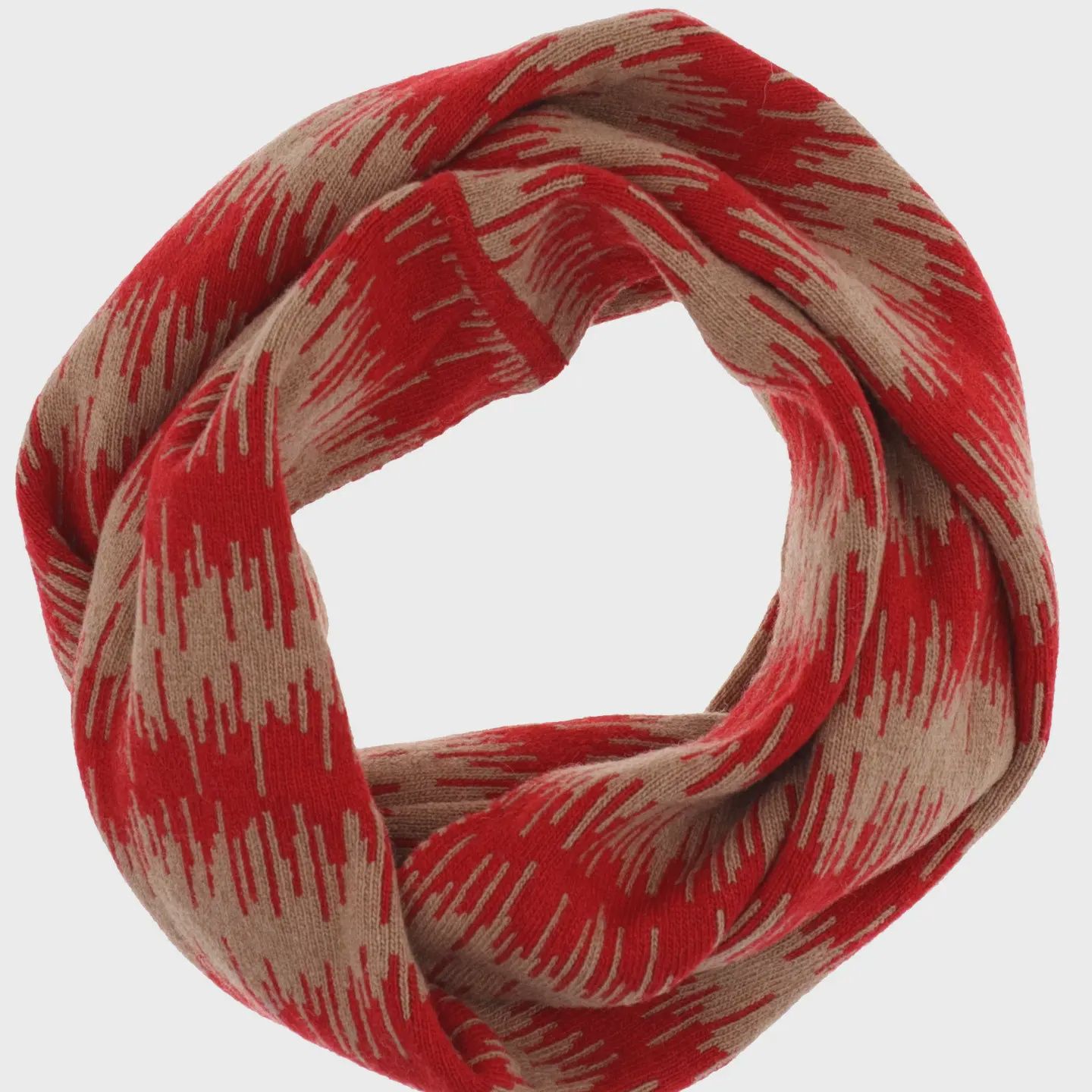 Cashmere Blend Wave Snood - Red/Camel