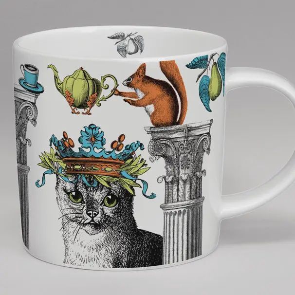 Menagerie Cat Bone China Mug - White