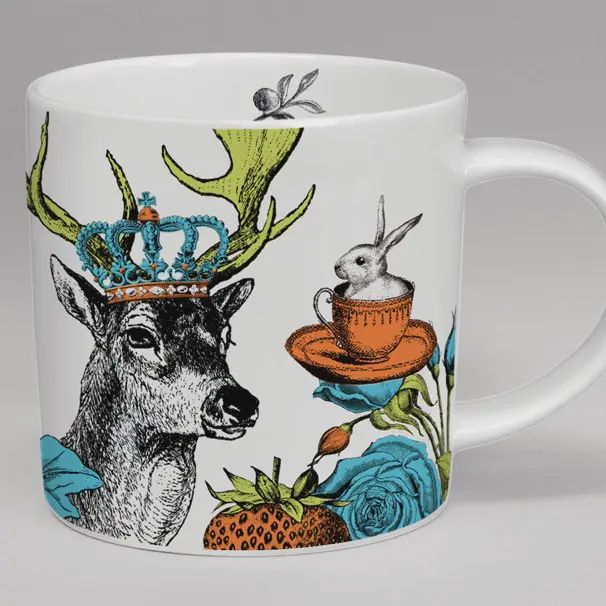 Menagerie Stag Bone China Mug - White
